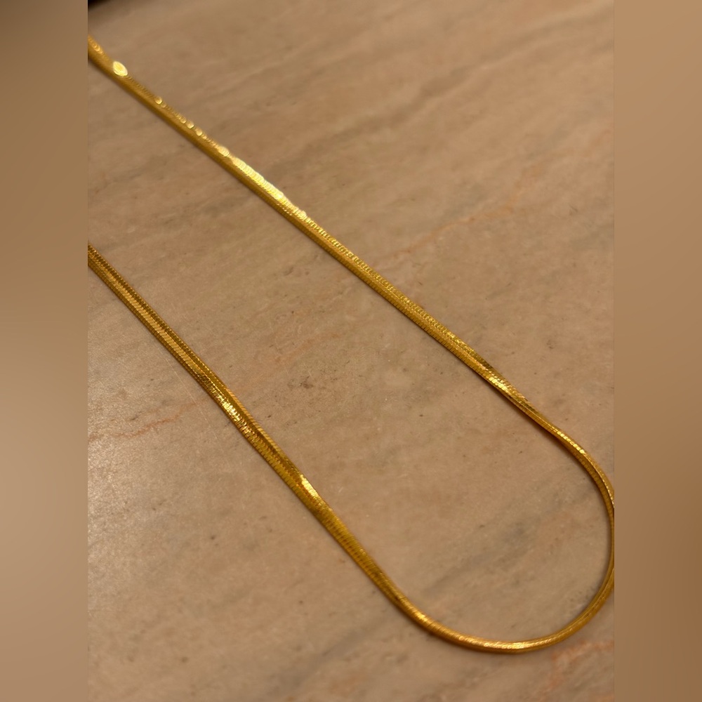 Herringbone Chain Gold Necklace - Picture 3 of 8